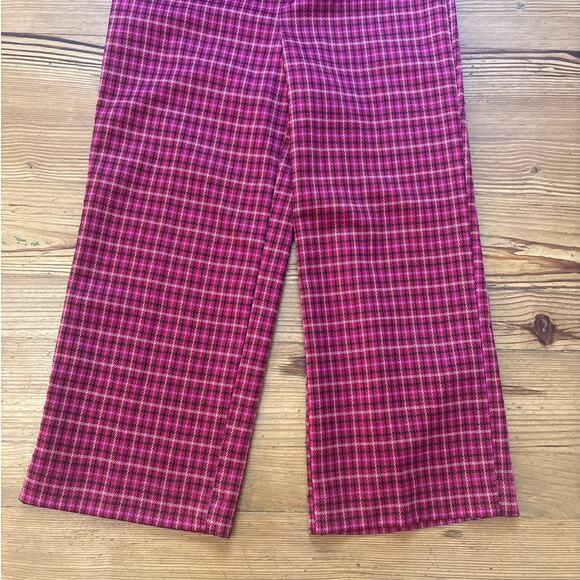 Isaac Mizrahi red plaid wide leg elastic waist trouser cropped pant SIZE 10 - Picture 2 of 6